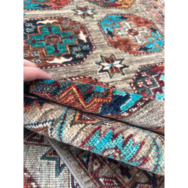 Vintage Caucasian Kazak Wool Rug With Repeating Medallions – 168x231 Cm For Sale - Image 10 of 18