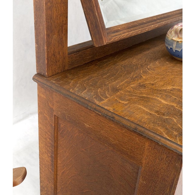 Massive Solid Oak Arts & Crafts 4 Drawers Dresser with Swivel Mirror For Sale - Image 11 of 12