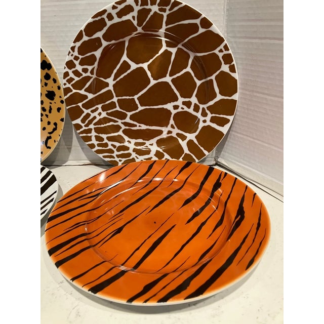 Vintge MCM Asst. Saks Fifth Avenue Porc. Animal Skin Pattern Dinner Plates-Set of 4 For Sale - Image 4 of 5