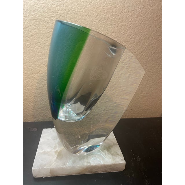 Gustavian (Swedish) Signed Goran Warff for Kosta Boda Sweden 8” Mirage Sommerso Vase For Sale - Image 3 of 7