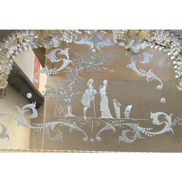 Gold Large Venetian Murano Glass Wall Mirror, 1960s For Sale - Image 8 of 10