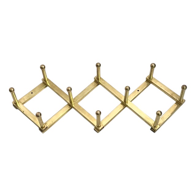 Vintage Mid Century Italian Brass “Accordion” Style Coat Hat Rack For Sale