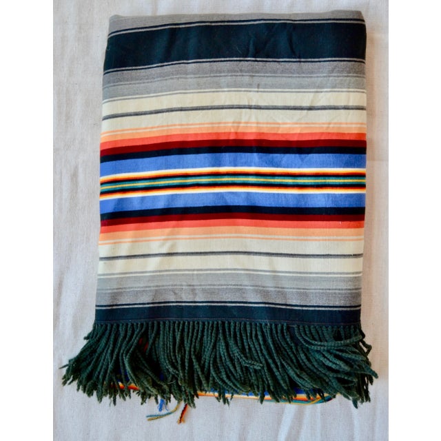 1910 Antique Black Striped Wool Throw Blanket - For Sale - Image 4 of 13
