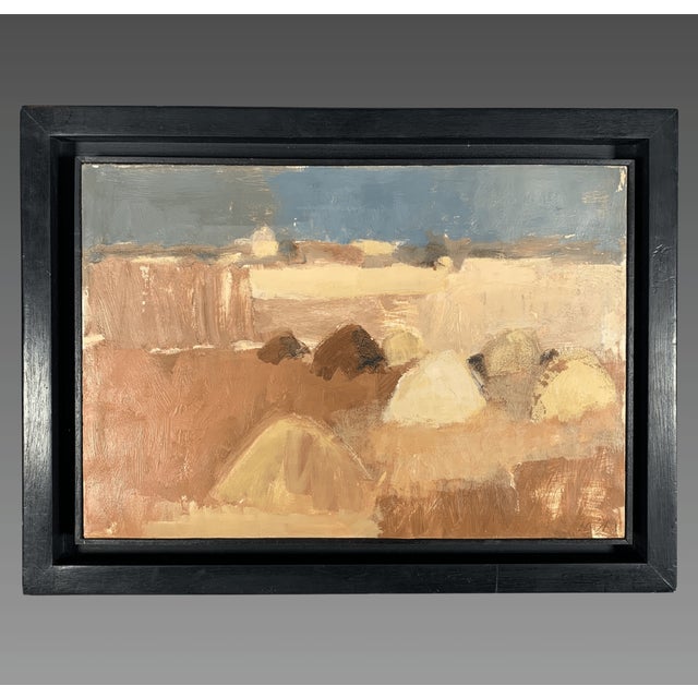 Roger Muhl, Landscape of a Harvested Field, 1970s, Oil Painting on Canvas For Sale - Image 4 of 4