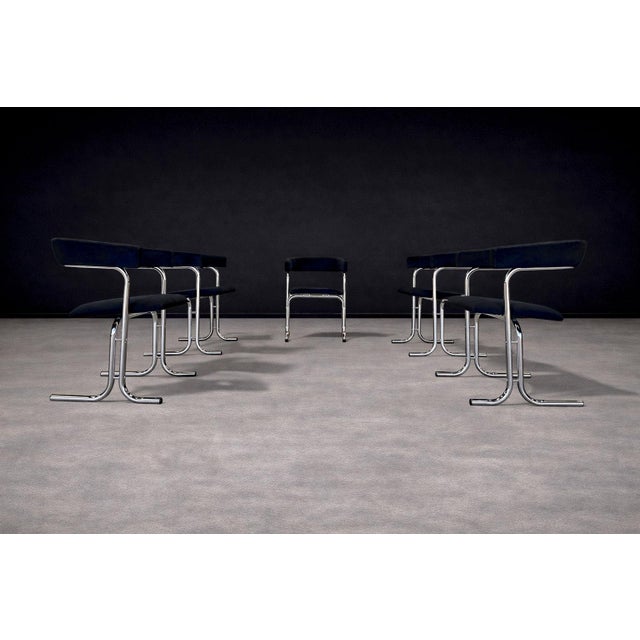 Set of Five Armchairs in Chrome and Black Fabric, Pozza Moveis, 1960s - Lot 165A For Sale - Image 4 of 17