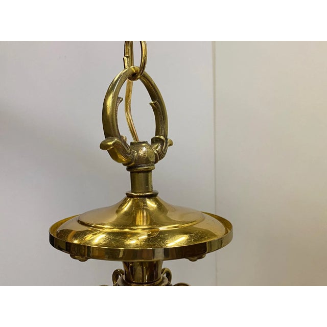 Gold Brass and Ebonized Black Chandelier For Sale - Image 8 of 13