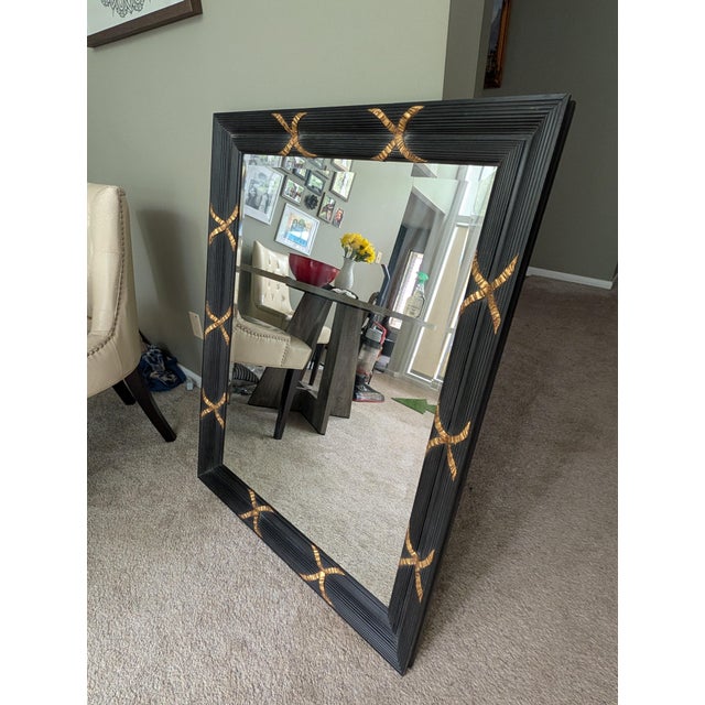 John Richard Designer Wall Mirror | Black & Gold | JRM-208 | 1998 For Sale - Image 4 of 7