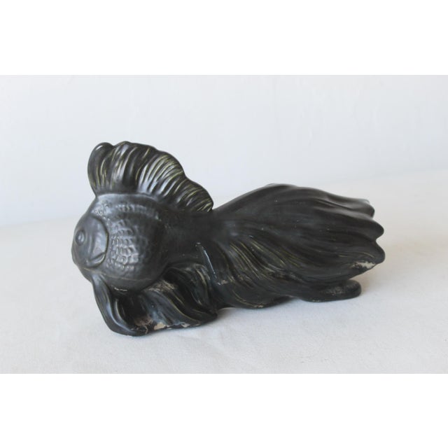 Black 1970s Ceramic Sculptural Glazed Koi Goldfish Decorations-Set of 3 For Sale - Image 8 of 12
