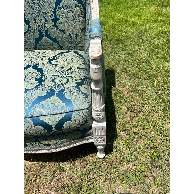 Blue French 19th Century Louis XVI Bergere Chairs - Set of 2 For Sale - Image 8 of 11