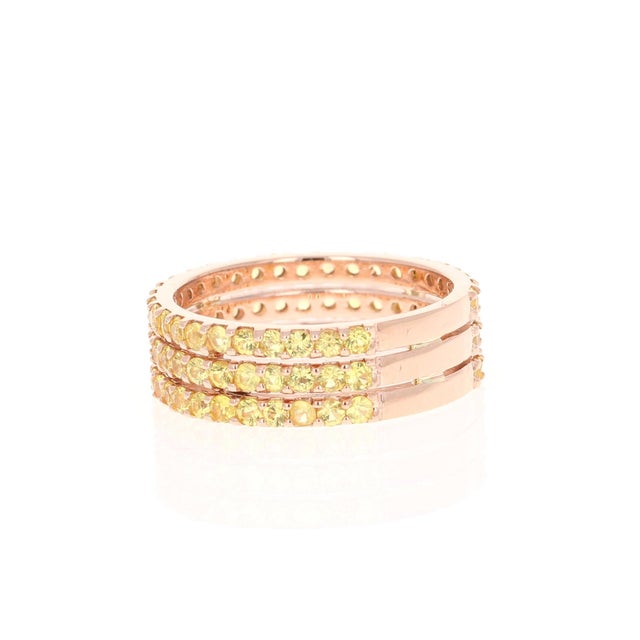 Contemporary Yellow Sapphire Band 14 Karat Rose Gold by Roshe Jewels, 2.46 Carats, Size 7 For Sale - Image 3 of 9