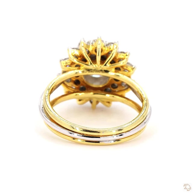 Metal 2.5 Carat Old European Cut Diamond Gold Ring, Size 6.5 For Sale - Image 7 of 9