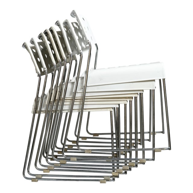 Omstak White Stackable Chairs by Rodney Kinsman for Bieffeplast, 1972, Set of 8 For Sale - Image 16 of 18