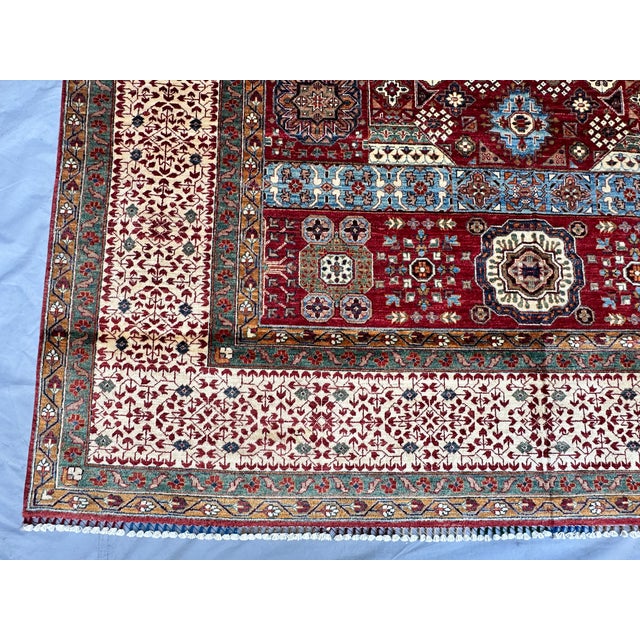 Textile Hand-Knotted Afghan Meshhed Style Wool Area Rug - 9'0" X 12'2" For Sale - Image 7 of 14