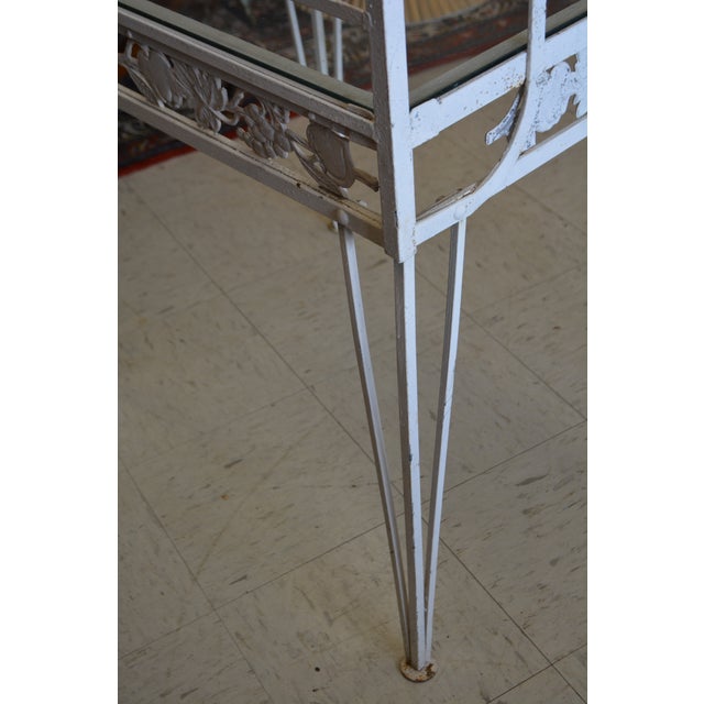 Vintage White Ornate Iron & Metal Table W/ Shelves - Bakers Rack or Patio Plant Stand For Sale - Image 16 of 18
