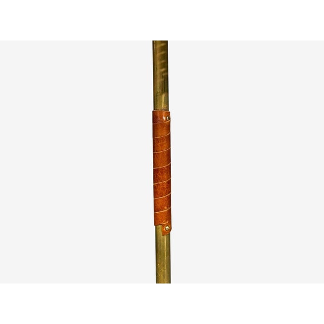 Brass V. Soini Oy, Rare Floor Lamp, Brass, Leather, Rattan, Finland, 1950s For Sale - Image 8 of 13