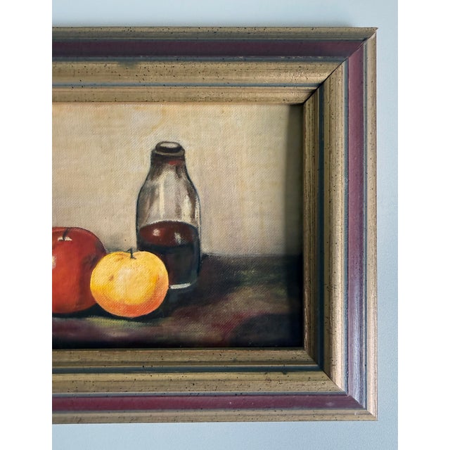 Wood Vintage Fruit Still Life Oil Paintings, a Pair, Mid 20th Century For Sale - Image 7 of 12