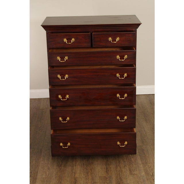 1990s Henkel Harris Georgian Style Mahogany Tall Chest For Sale - Image 5 of 18