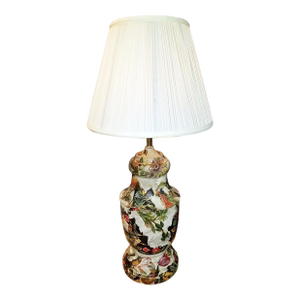 1970s Brass Table Lamp en Decoupage