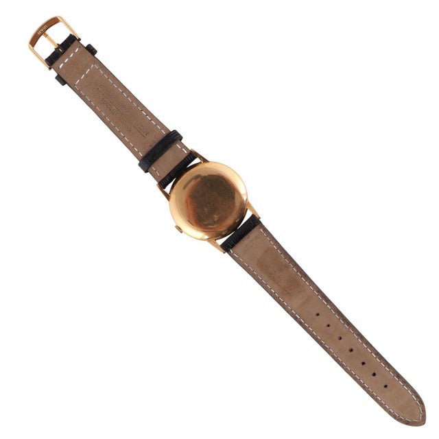 Rolex 1950s Rolex Speckled Gold Dial 33mm 18k Gold Precision Leather Watch For Sale - Image 4 of 12