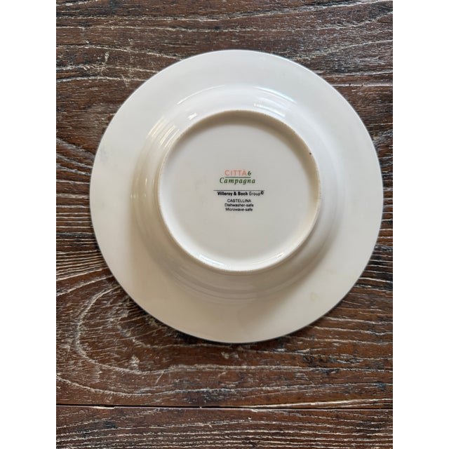 1990s Villeroy Boch Castellina 9 Inch Rimmed Soup Pasta Bowls Citta Campagna - Set of 7 For Sale - Image 9 of 10