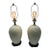 Mid 20th Century Asian Cream Crackle Glaze Ovoid Ceramic Table Lamps - A Pair For Sale
