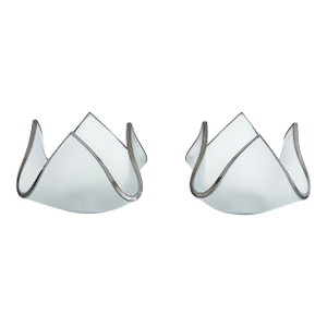 Late 20th Century Annieglass Handkerchief Satin Glass Platinum Votive Candle Holders- a Pair