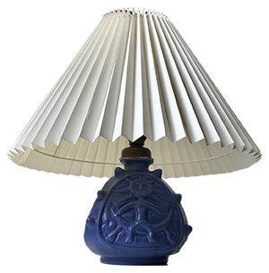 Spiky Blue Ceramic Table Lamp with Troll by Lauritz Hjorth, 1940s