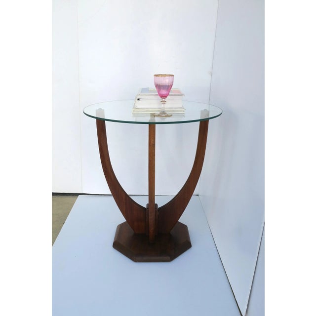 Mid 20th Century Midcentury Modern Wood and Glass Side Table For Sale - Image 5 of 11