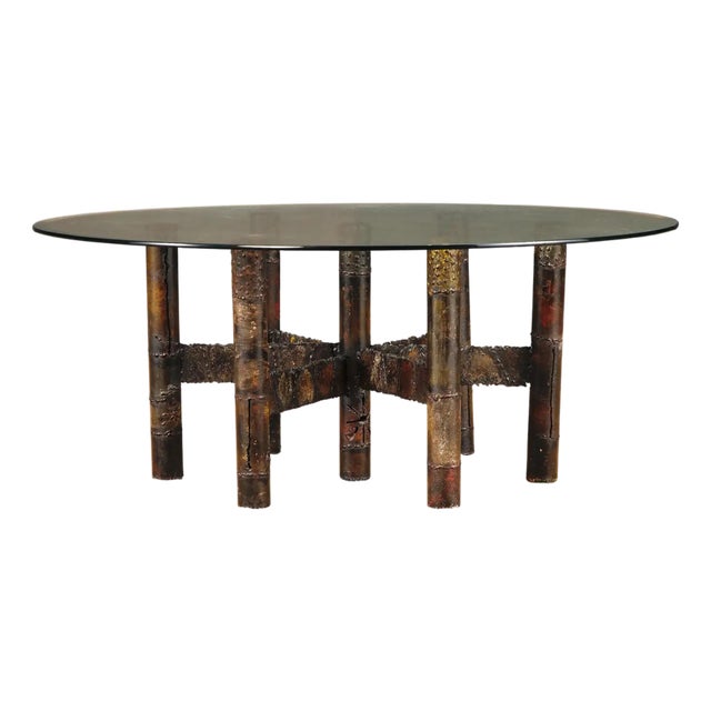 Paul Evans Brutalist Cocktail Table in Patinated Steel and Bronze, C. 1970 For Sale