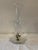 Antique clear blown glass epergne with a tall center trumpet vase with scalloped edges surrounded by three others. Base...