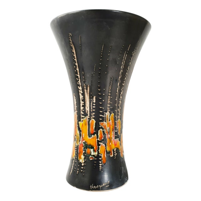 Vintage Ceramic Diabolo Vase by Jean Varoqueaux, 1960s For Sale