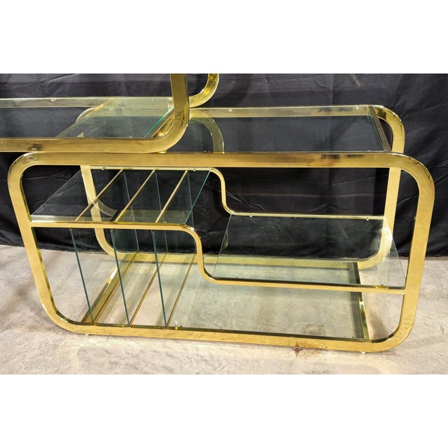1970s Milo Baughman for Dia Design Institute of America Gold Brass and Glass Adjustable Etagere, 1970s For Sale - Image 5 of 11