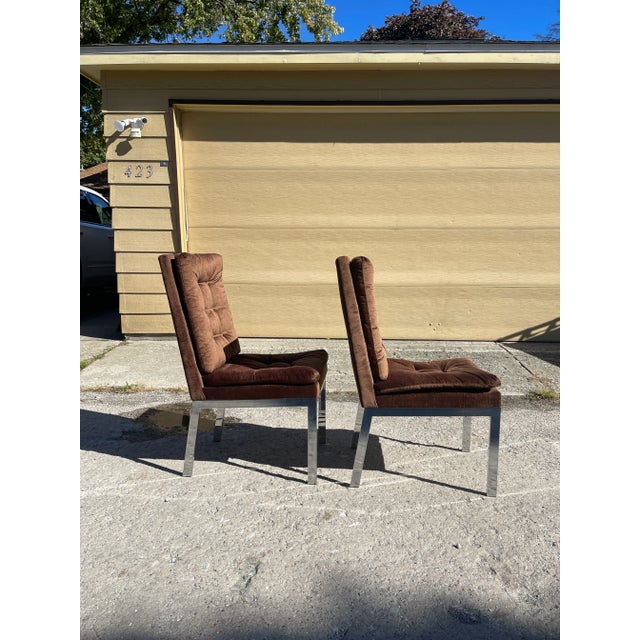 Modern Late 20th Century Design Institute of America Chrome Side Chairs in the Style of Milo Baughman - a Pair For Sale - Image 3 of 13