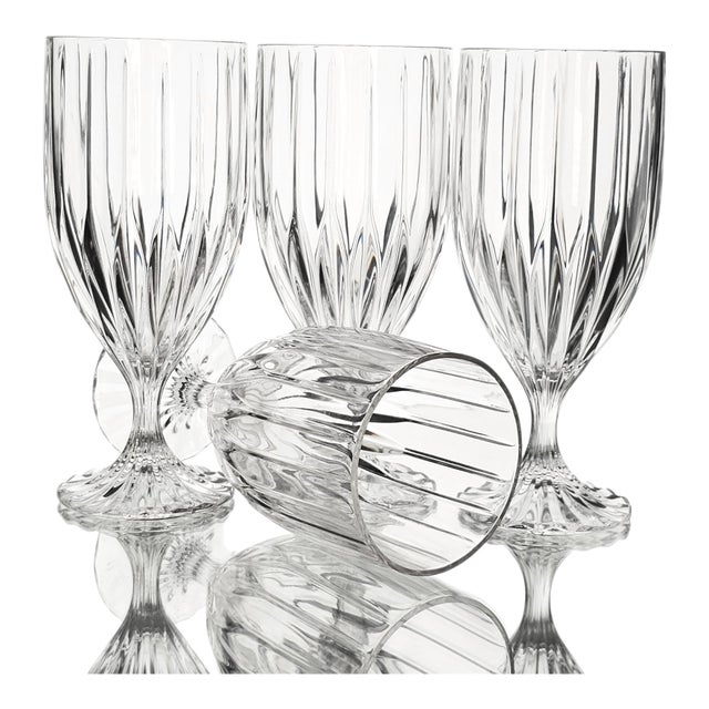 Late 20th Century Mikasa Park Lane Crystal Iced Tea Water Goblets, Set of 4 For Sale