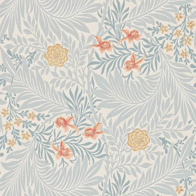 Morris & Co Larkspur Wallpaper in Slate/Russet - a Sample For Sale