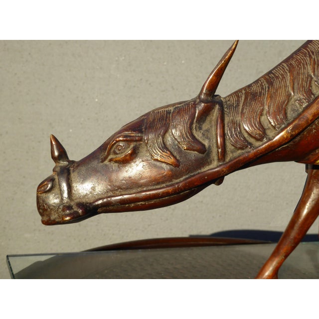 Vintage Asian Bronze Cloisonne Man on a Mule Statue Figuerine For Sale - Image 11 of 12