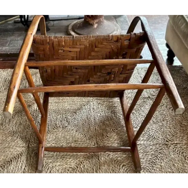 Antique Primitive Bentwood Arm Ladder Back Chair With Original Woven Splint Seat For Sale - Image 10 of 10