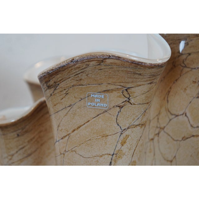 Mid 20th Century Vintage Zorza Poland Ruffled Freeform Handkerchief Marbled Art Glass Vase For Sale - Image 5 of 11