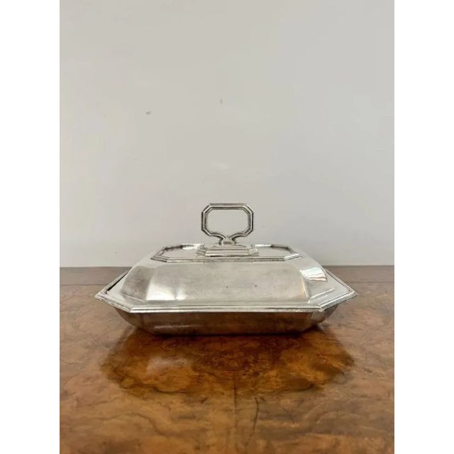 Silver Edwardian Silver-Plated Rectangular Entree Dish, 1900s For Sale - Image 8 of 9