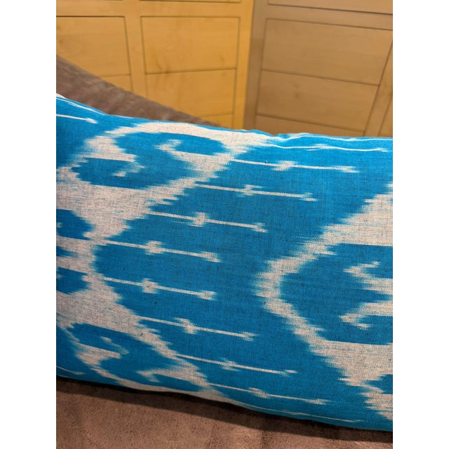 1990s Wave Pattern Ikat Lumbar Pillow Cover For Sale - Image 9 of 13