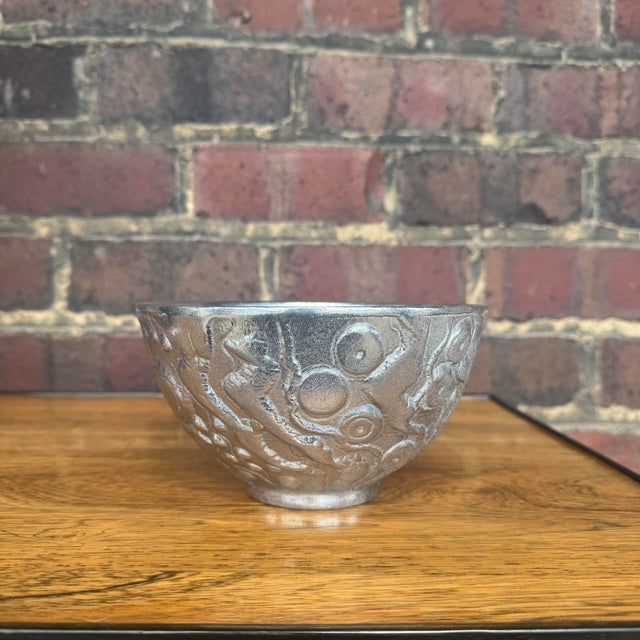 Mid-Century Modern Don Drum Silver Heavy Cast Aluminum Metal Bowl Bl64 For Sale - Image 3 of 7