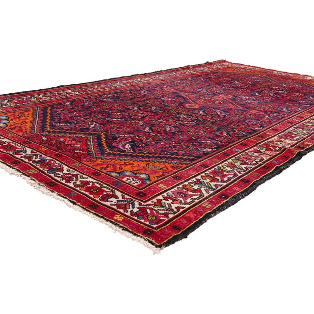 61496 Antique Persian Malayer Rug, 05'03 x 10'00. The Crimson Herati: A Persian Malayer Masterpiece of Tribal Opulence...