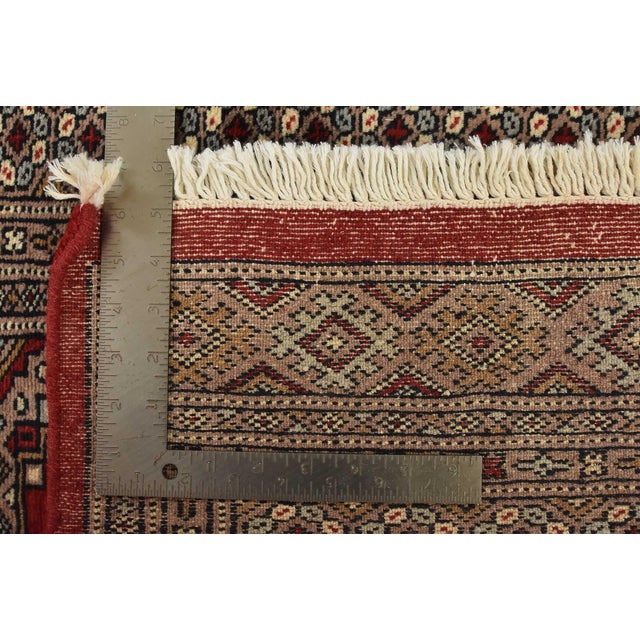 Bokhara Jaldar Rug 3’1” X 4’10” Red Wool Tribal Hand-Knotted Oriental Carpet For Sale - Image 11 of 11