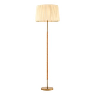 Floor Lamp in Brass and Leather by Harald Notini, 1940s For Sale