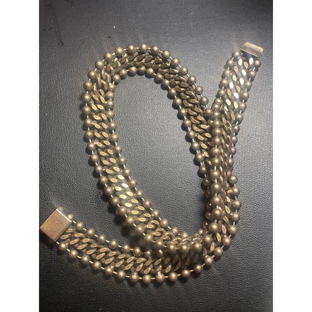 1950s MCM Solid Brass Bronze Metal Articulating Necklace Chain For Sale - Image 5 of 6