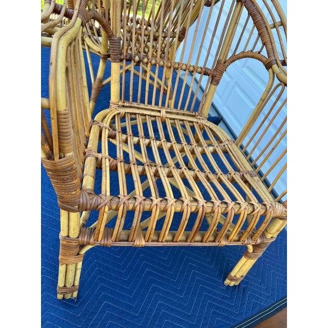 Vintage Coastal Rattan Barrel Lounge Chairs, Pair – Palm Beach Organic Modern Style For Sale - Image 11 of 12