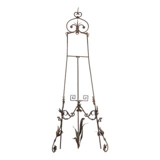 Rare French Art Nouveau Wrought-Iron Adjustable Easel, C 1900 For Sale