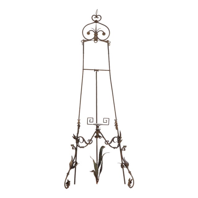 Rare French Art Nouveau Wrought-Iron Adjustable Easel, C 1900 For Sale