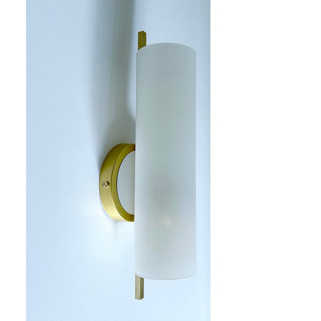 Vintage Glass and Brass Sconce from Hillebrand Leuchten, 1950s For Sale - Image 11 of 15