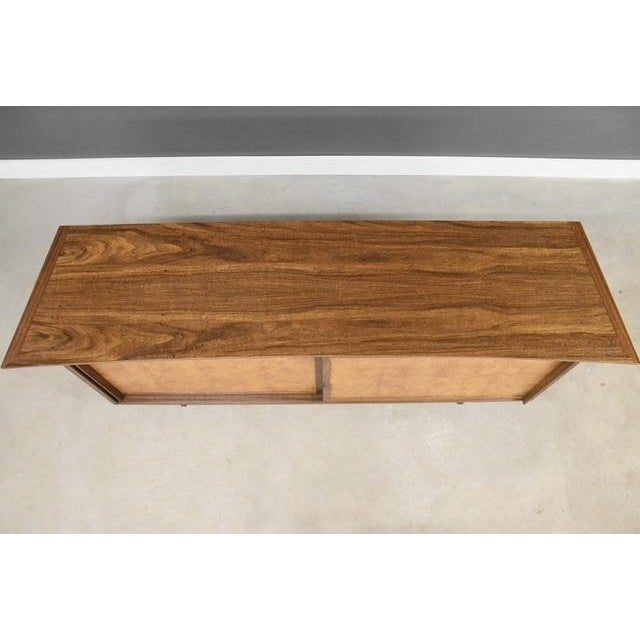 1950s Refinished George Nakashima Walnut and Carpathian Elm Burl 84” Credenza for Widdicomb Model 205 For Sale - Image 10 of 13